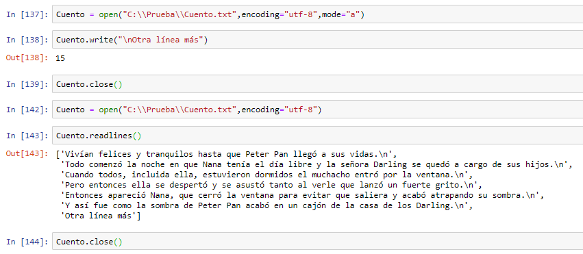 Escritura fichero python a