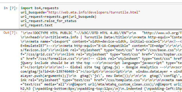 Resultado de html request en python